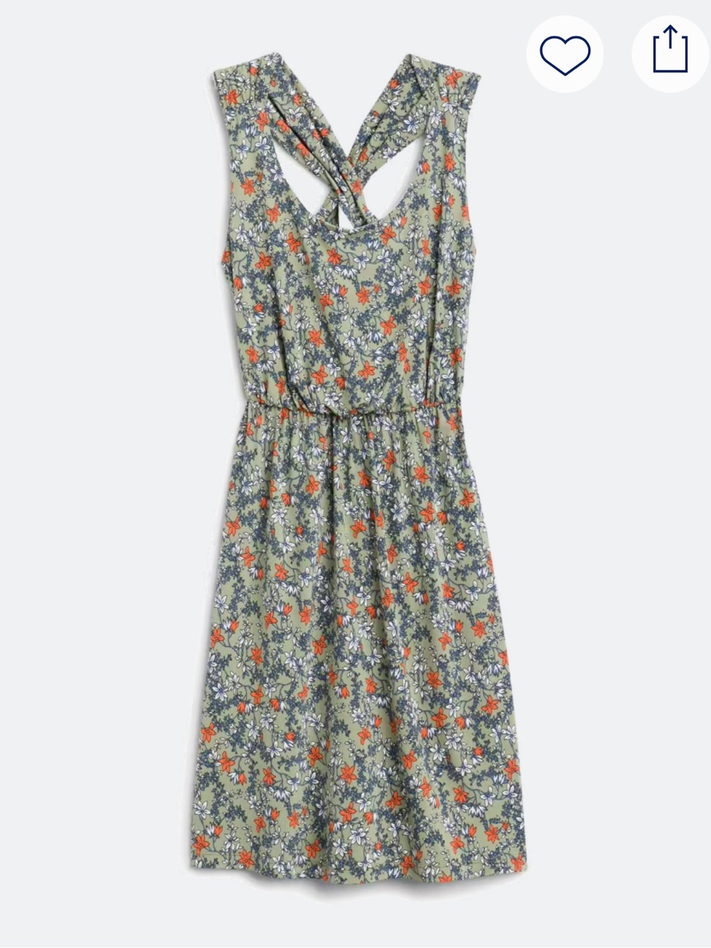 Kaileigh Olive Floral Midi Dress with Cross-Back Straps